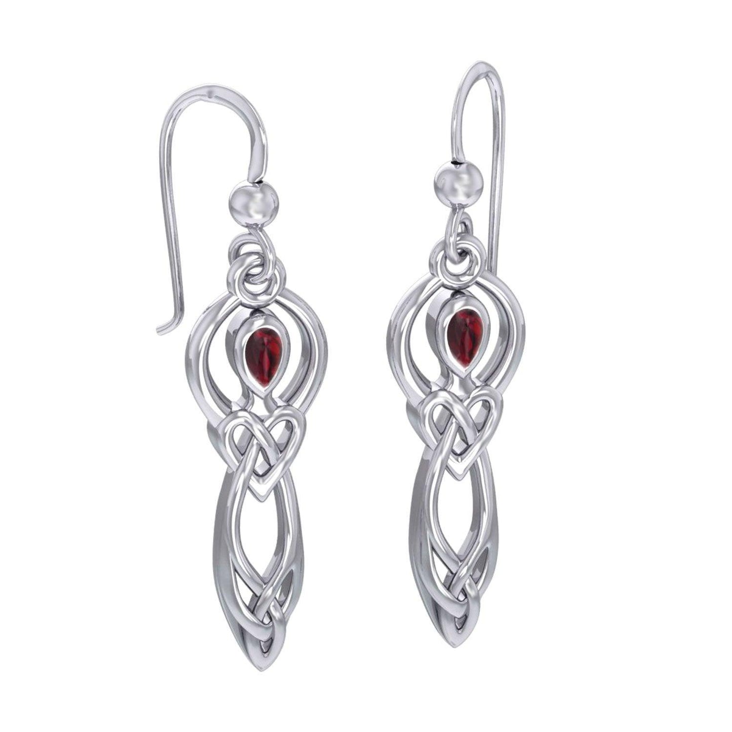 Celtic Knotwork Goddess with Gemstone Silver Earrings TER2051 - peterstone.dropshipping