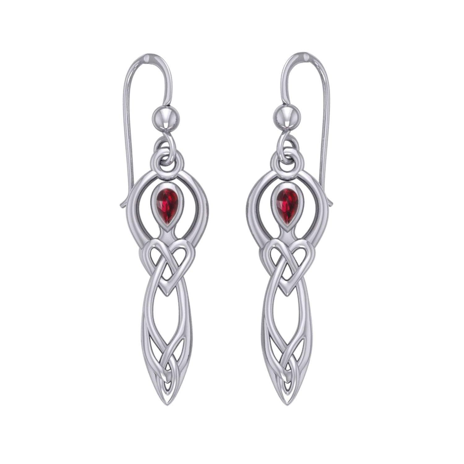 Celtic Knotwork Goddess with Gemstone Silver Earrings TER2051 - peterstone.dropshipping