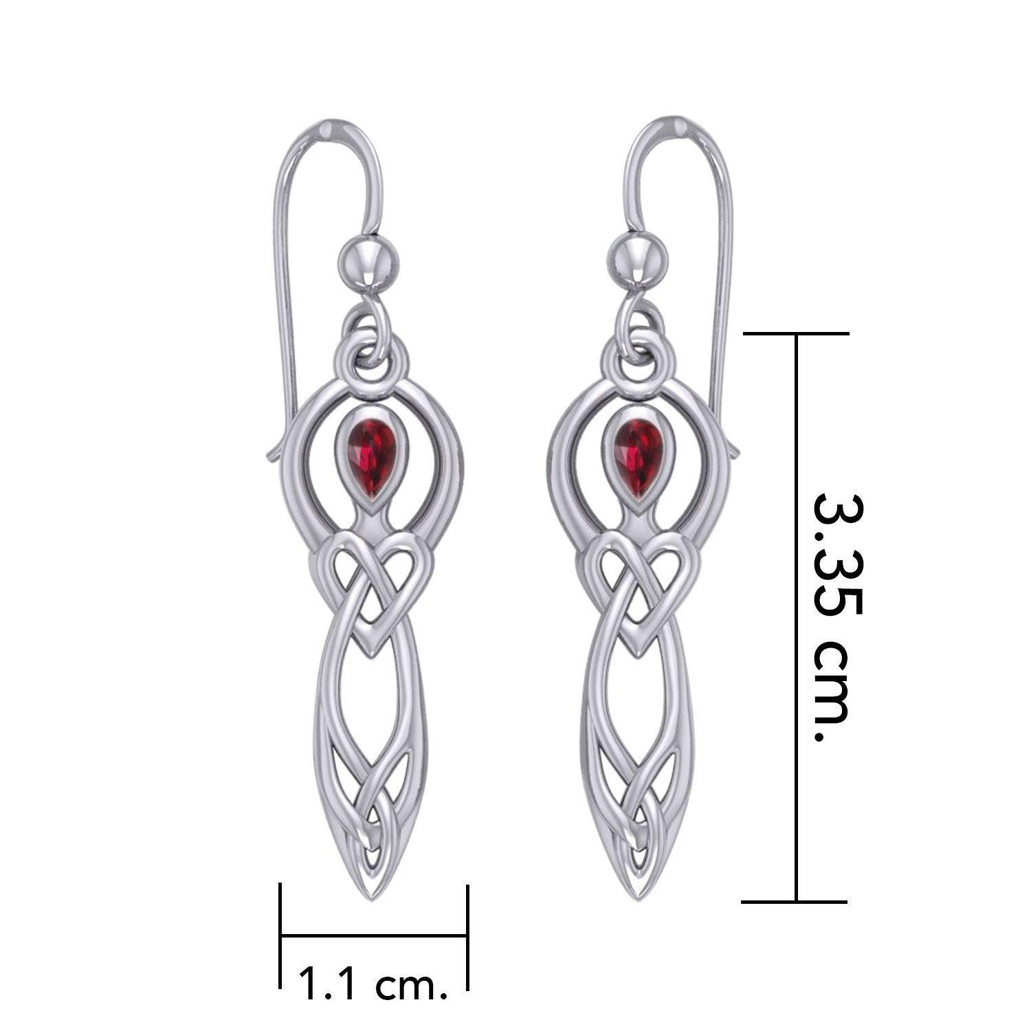 Celtic Knotwork Goddess with Gemstone Silver Earrings TER2051 - peterstone.dropshipping