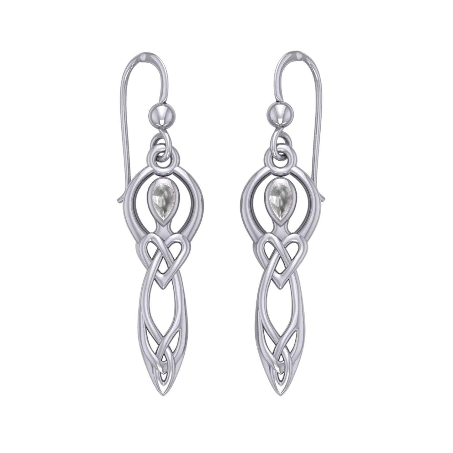 Celtic Knotwork Goddess with Gemstone Silver Earrings TER2051 - peterstone.dropshipping