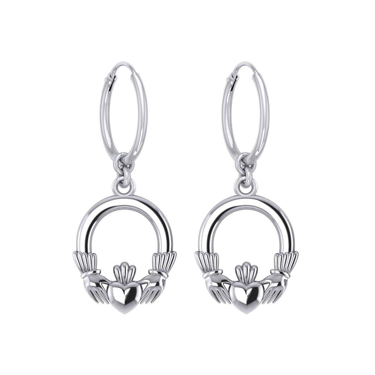 Irish Claddagh Silver Hoop Earrings TER2099 - peterstone.dropshipping