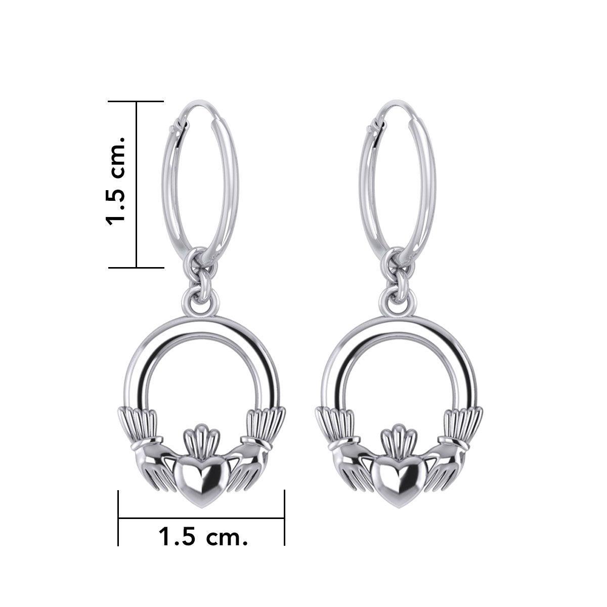 Irish Claddagh Silver Hoop Earrings TER2099 - peterstone.dropshipping