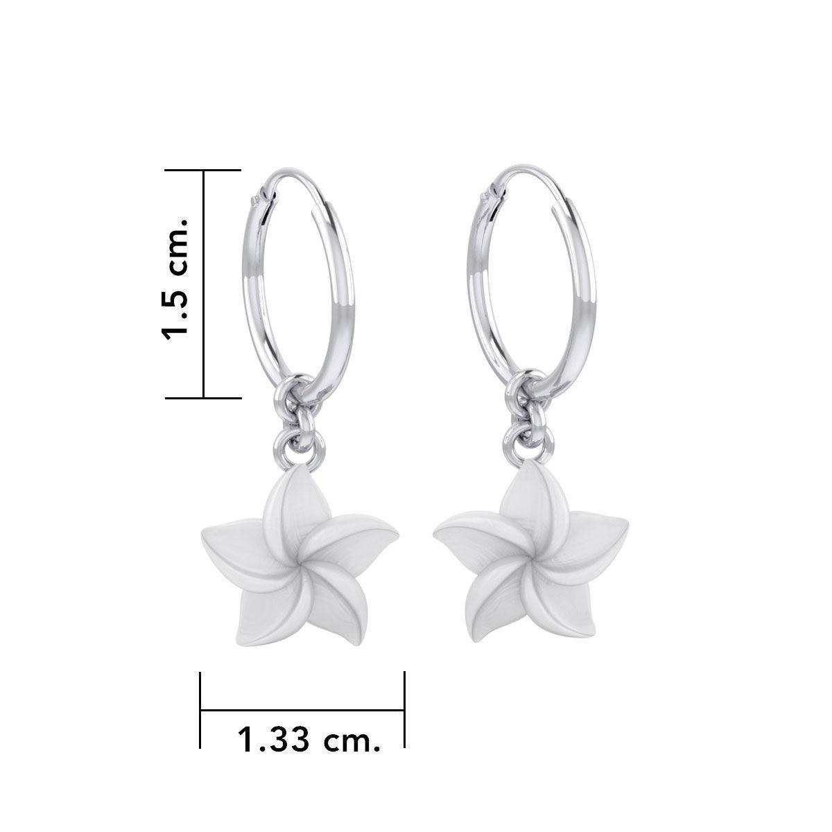 Plumeria - Hawaii National Flower Silver ฺHoop Earrings TER2100 - peterstone.dropshipping