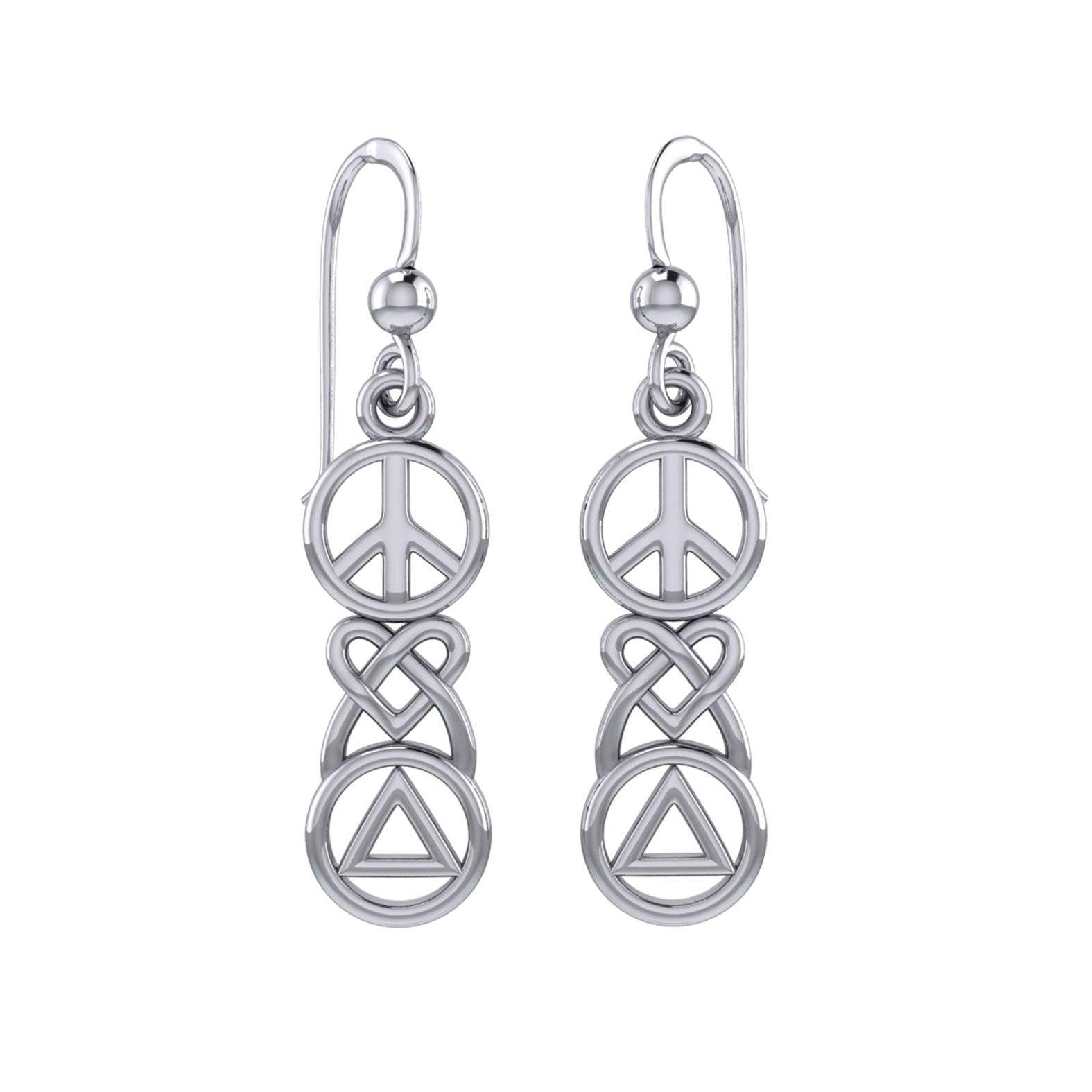 Peace, Celtic Heart and Recovery Silver Earrings TER2170 - peterstone.dropshipping