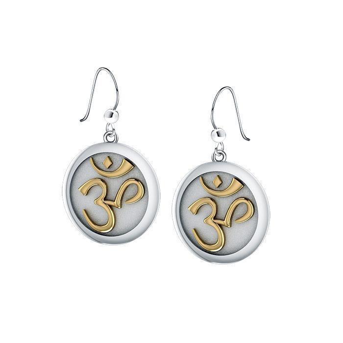 Om Gold Accent Silver Earrings TEV1052