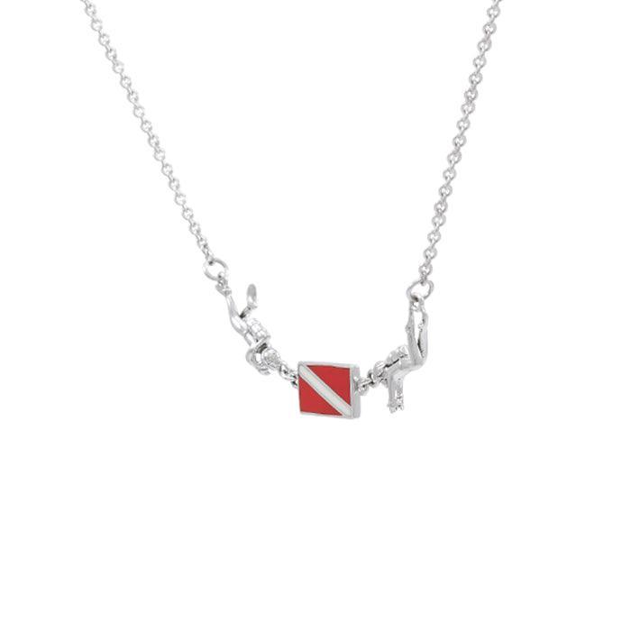 Divers holding their pride ~ Sterling Silver Jewelry Dive Flag Necklace TN192 - peterstone.dropshipping