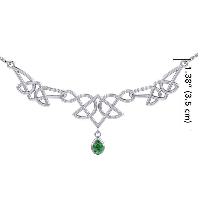 Celtic Knotwork Silver Necklace with Dangling Gemstone TN261 - peterstone.dropshipping