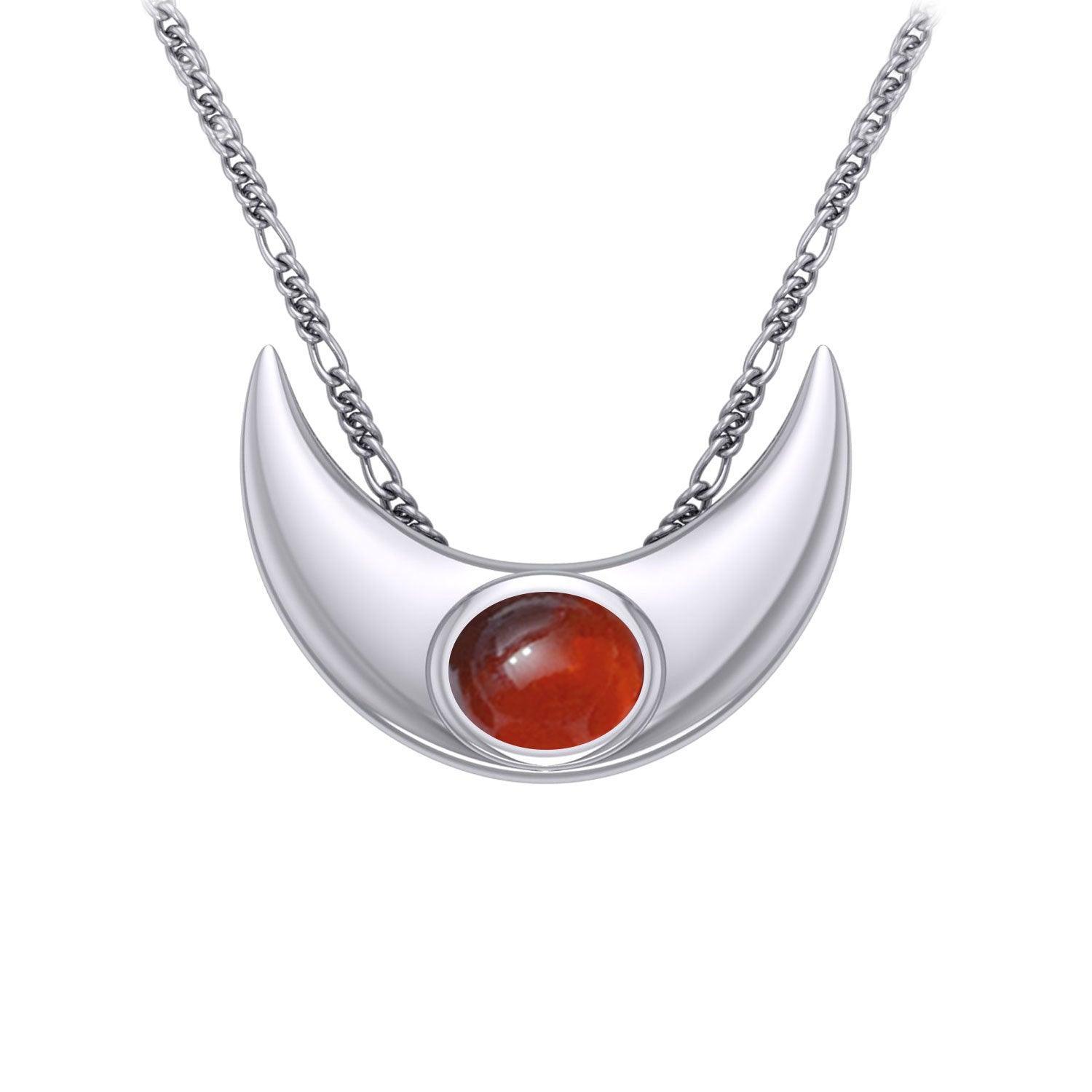 An elegant reminder of Crescent Moonโ€s power ~ Sterling Silver Necklace with Gemstone TN264 - peterstone.dropshipping