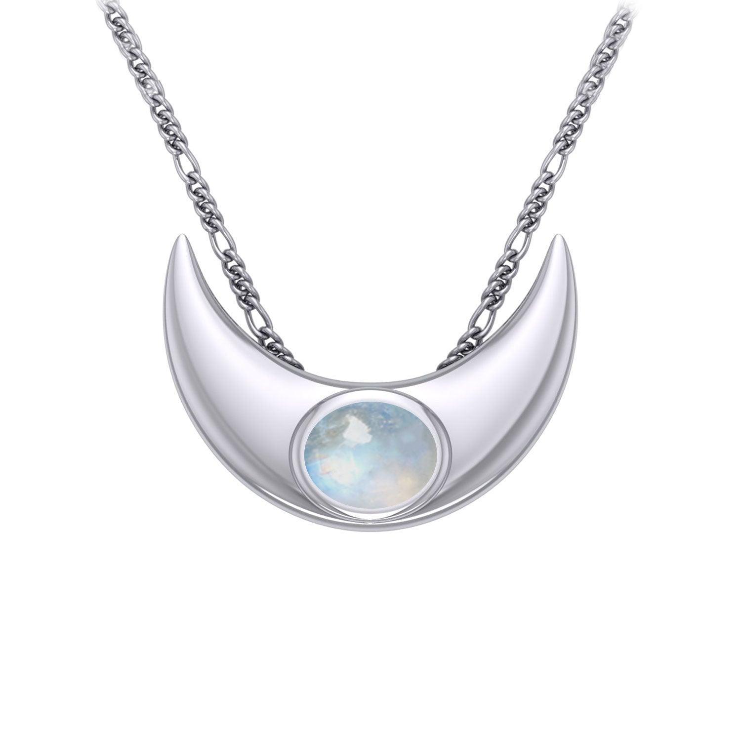 An elegant reminder of Crescent Moonโ€s power ~ Sterling Silver Necklace with Gemstone TN264 - peterstone.dropshipping