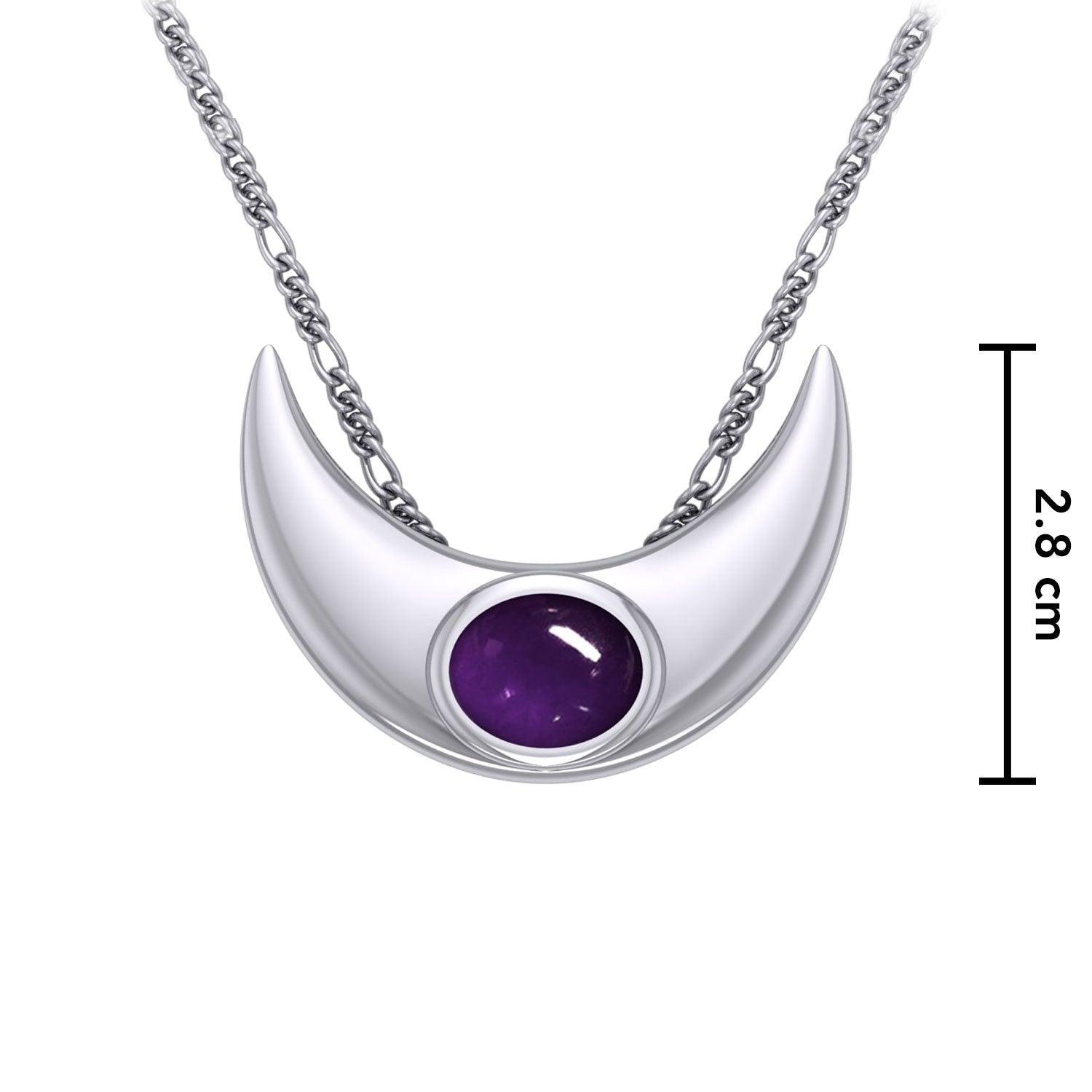 An elegant reminder of Crescent Moonโ€s power ~ Sterling Silver Necklace with Gemstone TN264 - peterstone.dropshipping