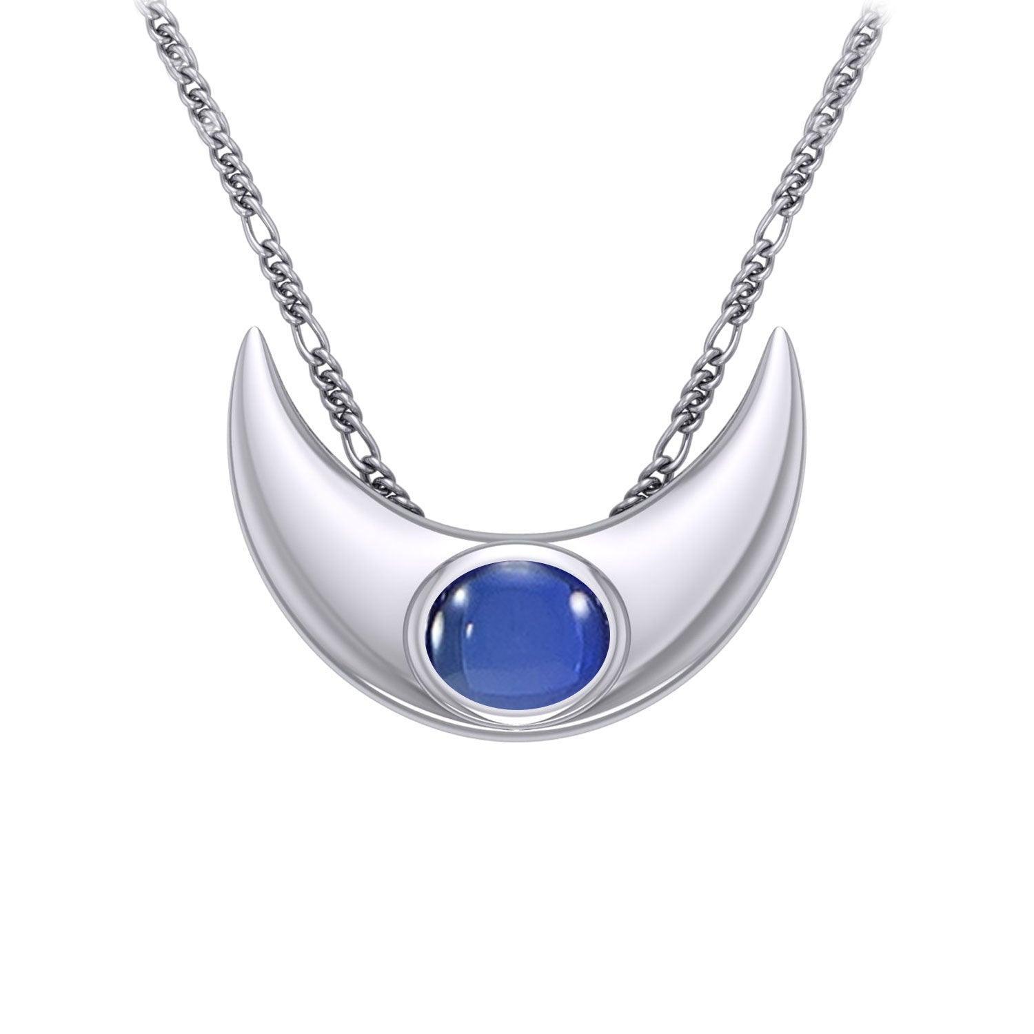 An elegant reminder of Crescent Moonโ€s power ~ Sterling Silver Necklace with Gemstone TN264 - peterstone.dropshipping