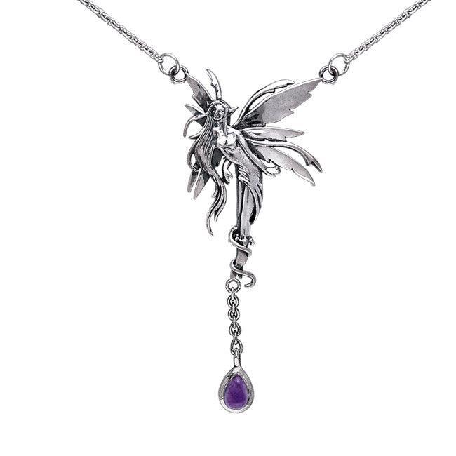 Firefly Faery Silver Necklace with Dangling Gemstone TNC001 By Amy Brown - peterstone.dropshipping