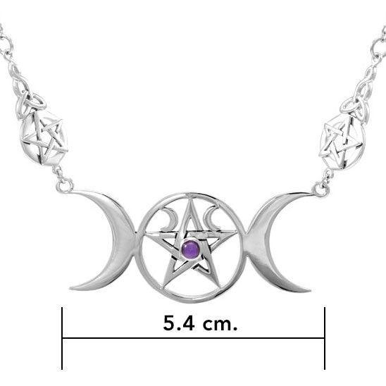 Triple Moon Goddess Pentagram Necklace TNC417P - peterstone.dropshipping