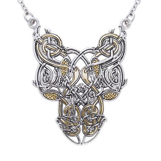 Celtic Knot Bird Silver and Gold Accent Necklace TNV294 - peterstone.dropshipping