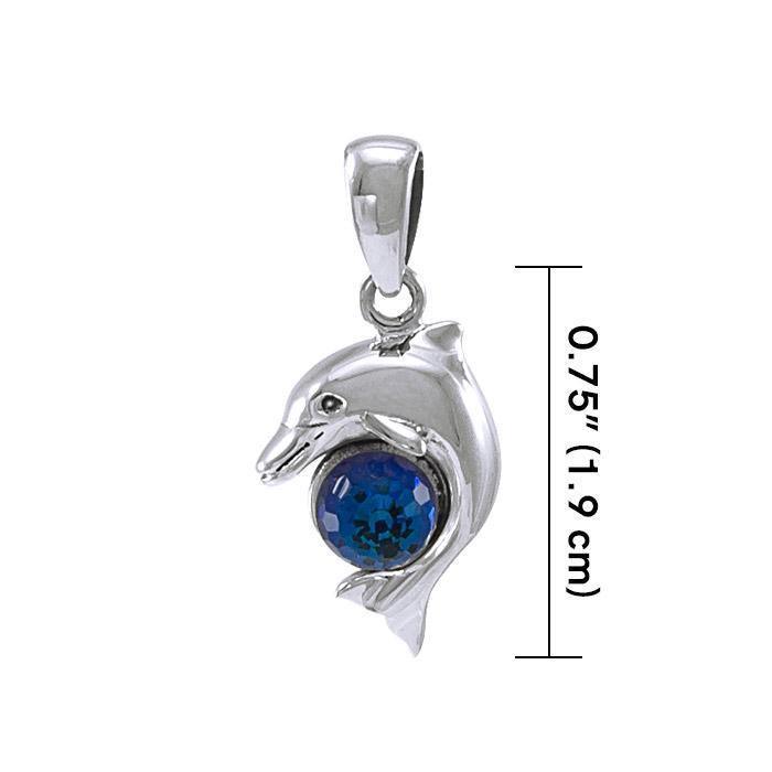 Dolphin and Stone Silver Pendant TP070 Pendant