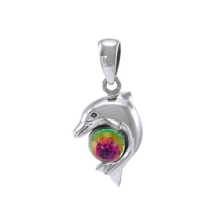 Dolphin and Stone Silver Pendant TP070 Pendant