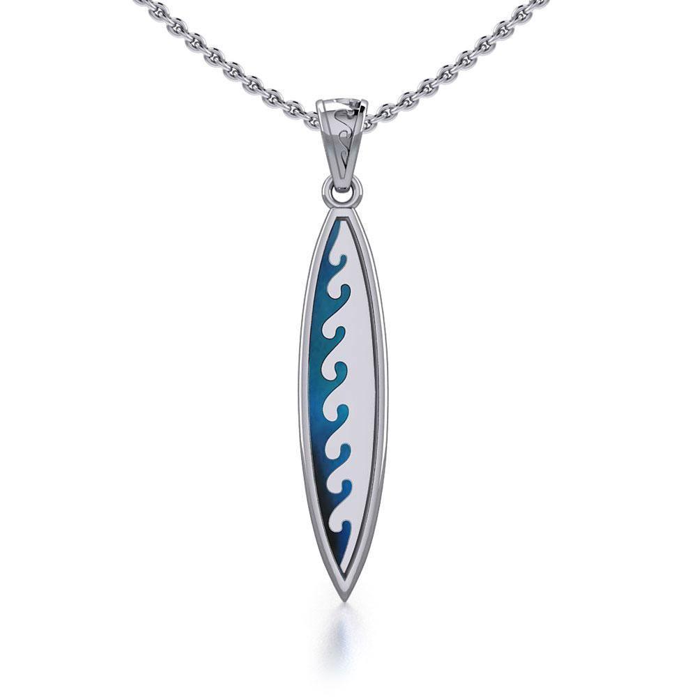 Waves Surfboard Silver Pendant TP1533 Pendant