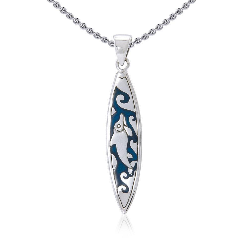 Dolphin Surfboard Silver Pendant TP1583 Pendant