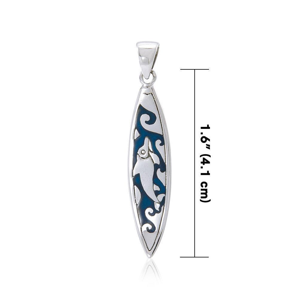 Dolphin Surfboard Silver Pendant TP1583 Pendant