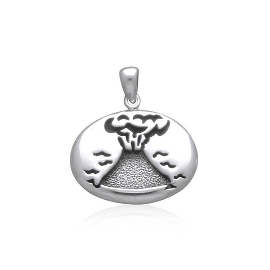 Hawaii Volcano Engraved Small Silver Pendant TP1642 - peterstone.dropshipping