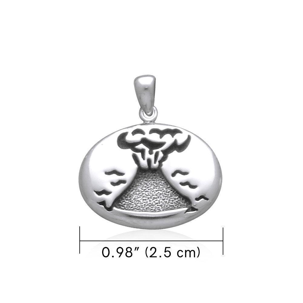 Hawaii Volcano Engraved Small Silver Pendant TP1642 - peterstone.dropshipping