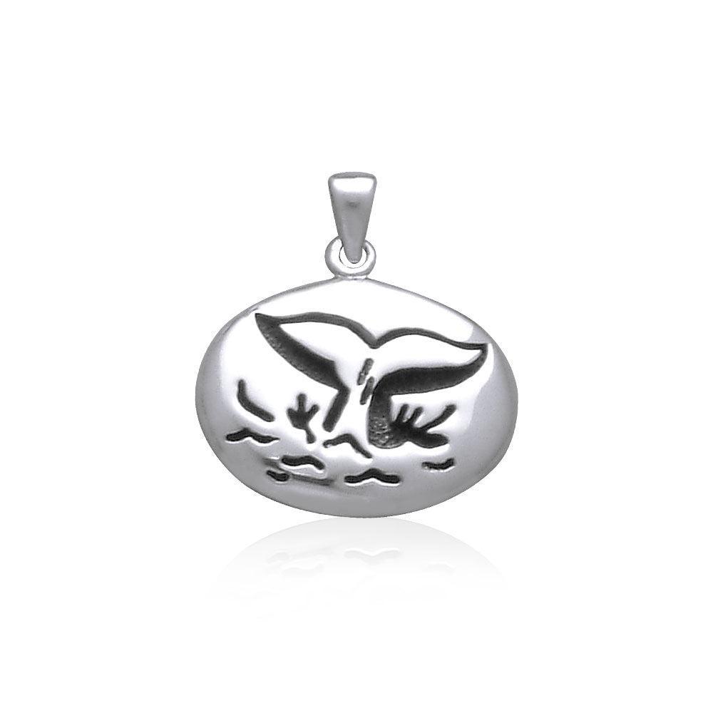 Whale Tail Engraved Small Silver Pendant TP1644 - peterstone.dropshipping