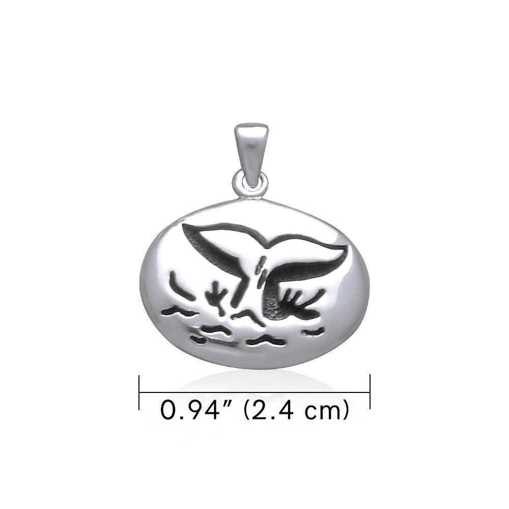 Whale Tail Engraved Small Silver Pendant TP1644 - peterstone.dropshipping