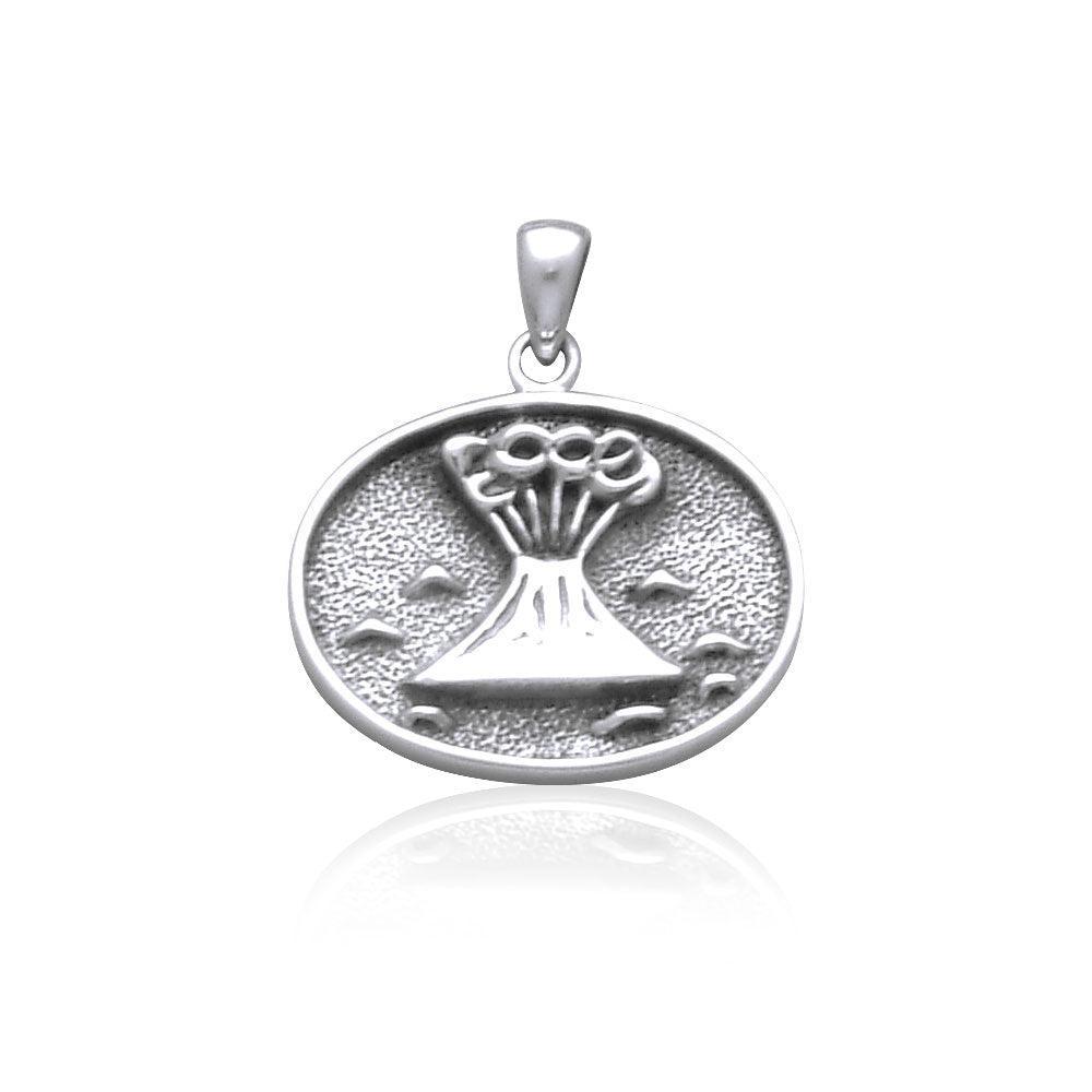 Hawaii Volcano Raised Small Silver Pendant TP1652 - peterstone.dropshipping