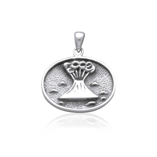 Hawaii Volcano Raised Small Silver Pendant TP1652 - peterstone.dropshipping