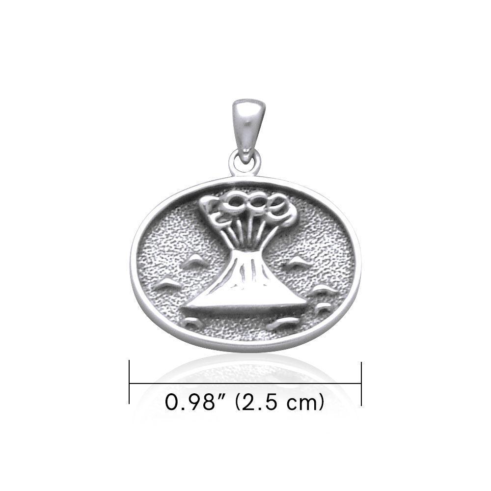 Hawaii Volcano Raised Small Silver Pendant TP1652 - peterstone.dropshipping