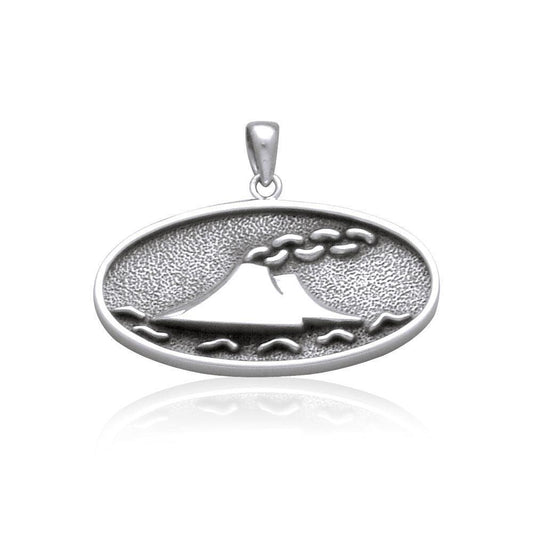 Hawaii Volcano Raised Large Silver Pendant TP1653 - peterstone.dropshipping