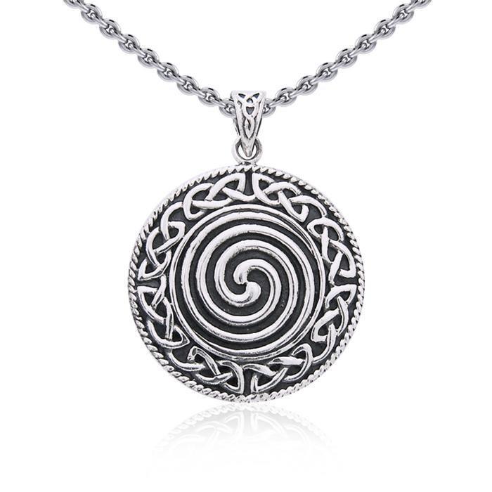 Large Celtic Knot Silver Spiral Pendant TP196 Pendant