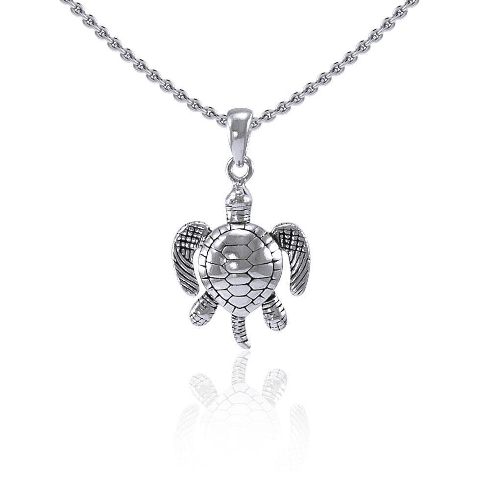 Sea Turtle of Good Luck ~ Sterling Silver Pendant Jewelry TP2182 Pendant