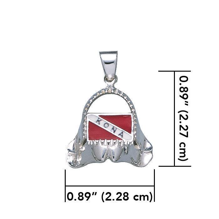 Shark Jaw with Dive Flag and Kona Island Silver Pendant TP2877 - peterstone.dropshipping