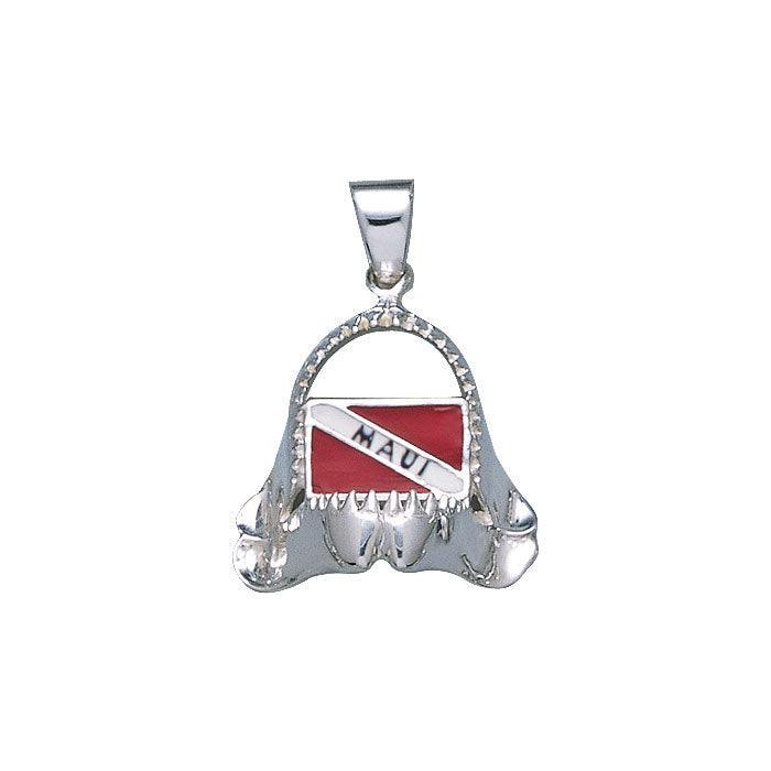 Shark Jaw with Dive Flag and Maui Island Silver Pendant TP2888 - peterstone.dropshipping