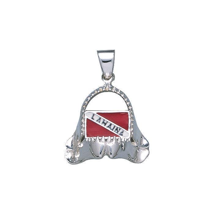 Shark Jaw with Dive Flag and Lahaina Island Silver Pendant TP2959 - peterstone.dropshipping