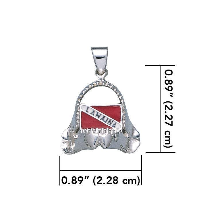 Shark Jaw with Dive Flag and Lahaina Island Silver Pendant TP2959 - peterstone.dropshipping