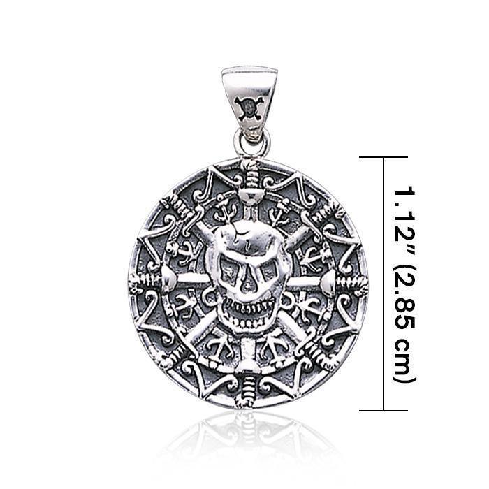 Mayan Pirate Skull ~ Sterling Silver Jewelry Pendant TP3097 Pendant