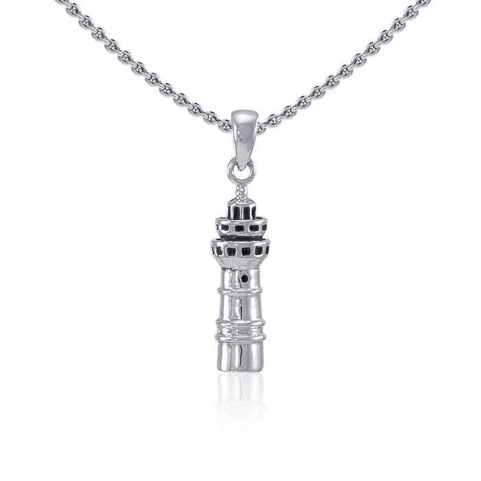 The Majestic Three-tiered Lighthouse ~ Sterling Silver Jewelry Pendant TP3157 Pendant