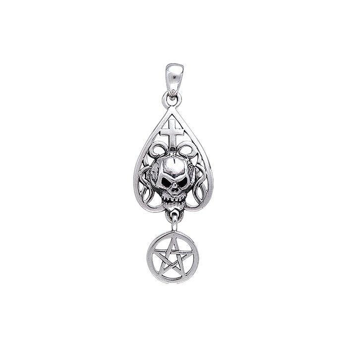 Skull With Cross & Pentacle Sterling Silver Pendant TP3219 - peterstone.dropshipping