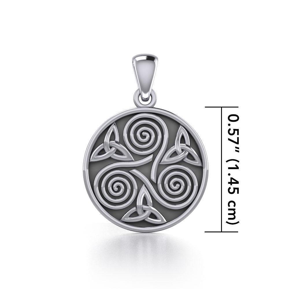 Celtic Three Single Spirals Triquetra Silver Pendant TP346 Pendant