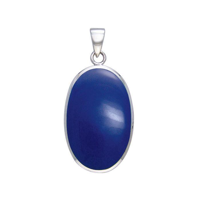 Large Silver Oval with Inlay Stone Pendant TP3539 Pendant