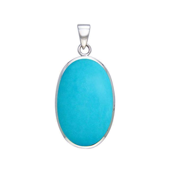 Large Silver Oval with Inlay Stone Pendant TP3539 Pendant