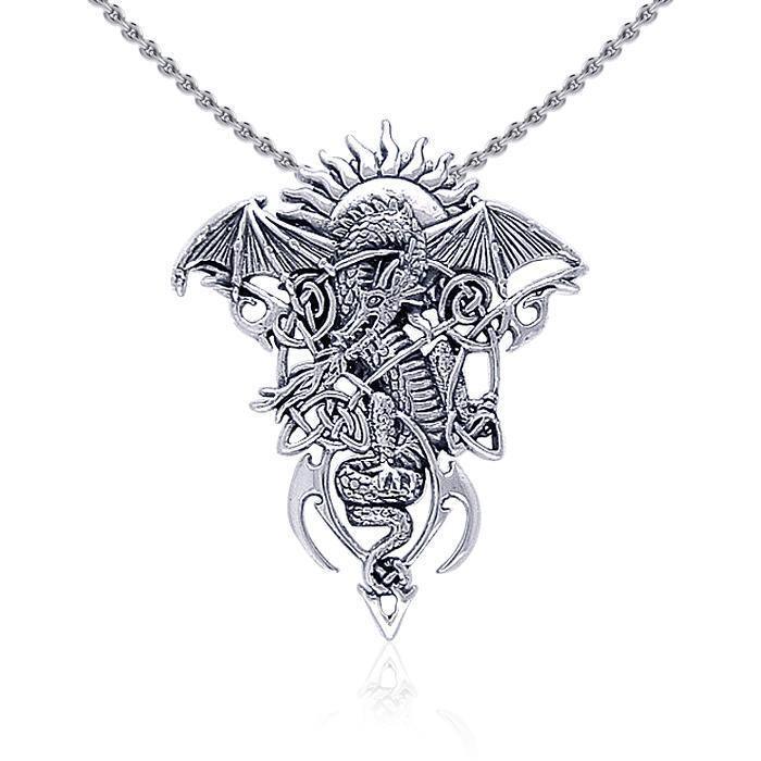 Celtic Dragon in Mystery ~ Sterling Silver Jewelry Pendant Pendant