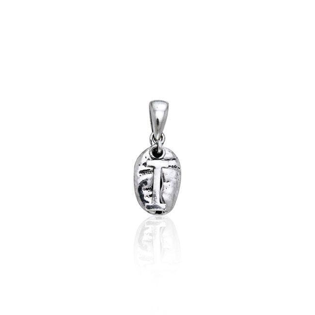 Letter I on Coffee Bean Silver Pendant TP408 Pendant