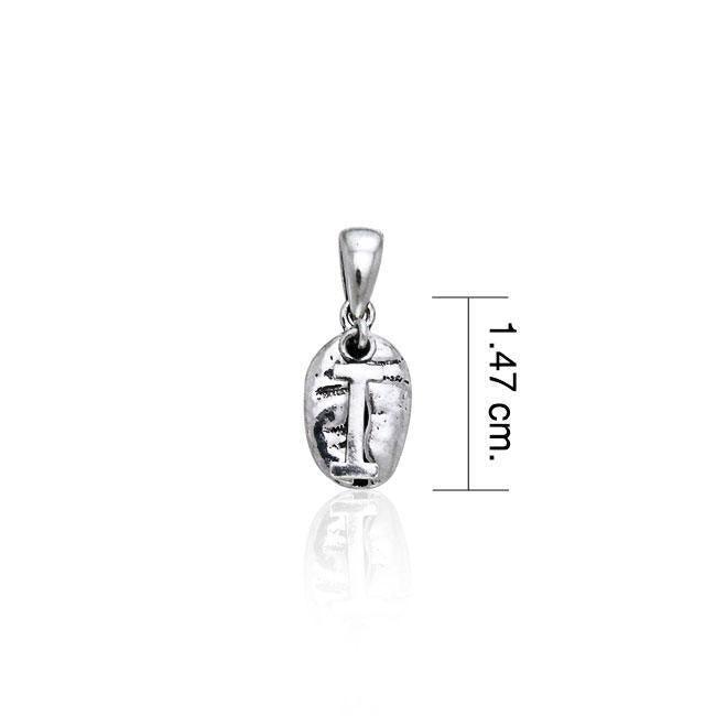 Letter I on Coffee Bean Silver Pendant TP408 Pendant