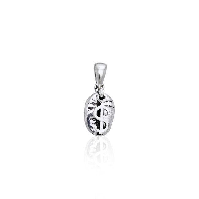 Dollar Sign on Coffee Bean Silver Pendant TP410 Pendant