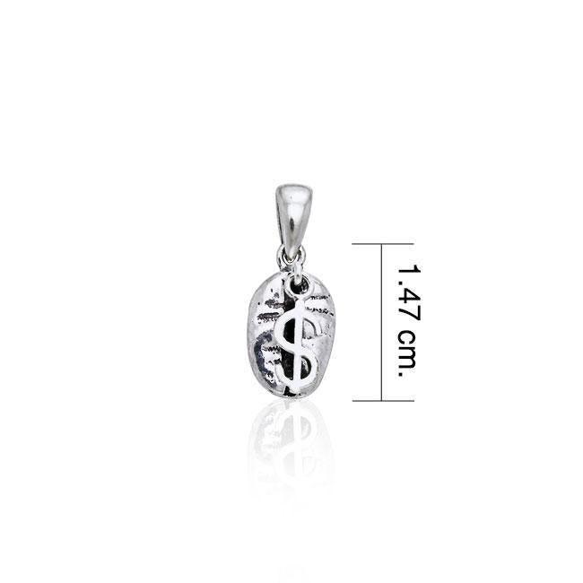 Dollar Sign on Coffee Bean Silver Pendant TP410 Pendant