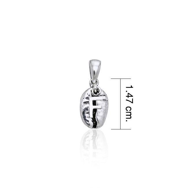 Letter F on Coffee Bean Silver Pendant TP413 Pendant