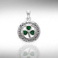 Sweet luck and happiness ~ Sterling Silver Jewelry Shamrock Pendant TPD3689 - peterstone.dropshipping